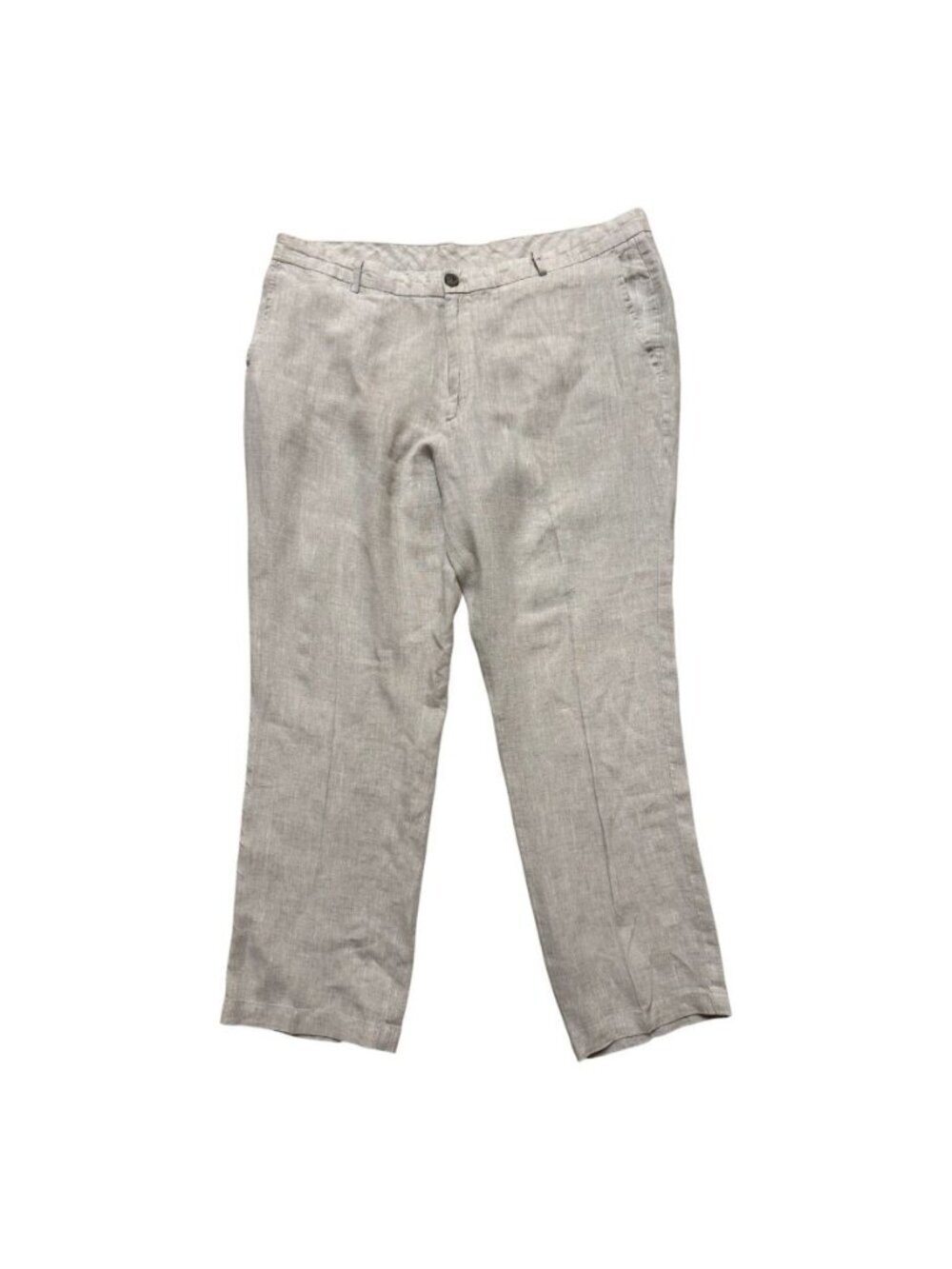Tasso Elba 100% Linen Pants Mens 38x28 Beige Casual Flat Front